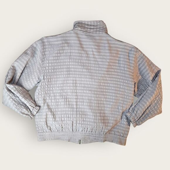 Vintage Passion Collections Oversized Silk Neutral Beige Zip Jacket Large - Picture 9 of 13